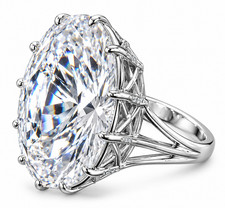 14.85 Ct Certified VVS-E-F-Oval White Diamond Ring-Men's Ring-FREE Diamond Studs picture