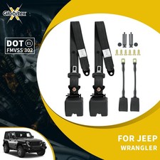 2X 3 Point Retractable Seat Belts Adjustable Belts For Jeep Wrangler Black US& picture
