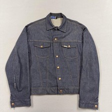 Vintage Roebucks Jacket Mens Medium Blue Denim Trucker Button Front 60s 70s picture
