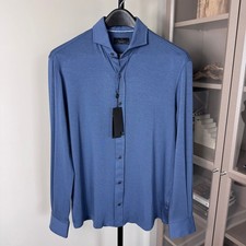 Greyson Catskill Vintage Indigo Knit Shirt Large NEW Blue Cutaway Long Sleeve picture