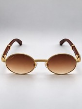 Cartier Première De Cartier Vintage Sunglasses Gold Frame Wood Temples picture