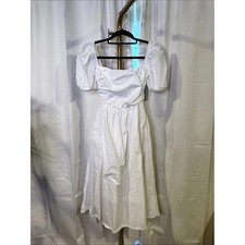 O.P.T. White Smocked Midi Dress Cotton XS picture