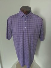 Turtleson Men's Medium Purple Black Plaid Short Sleeve Golf Polo Shirt picture