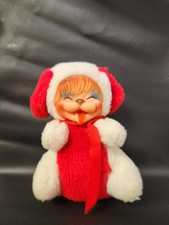 Vintage Rushton rubber-face dog plush toy - White and Red - Valentine's Day picture