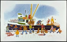 Rie Munoz Douglas Crab Boat 1980 Signed 375/500 Vintage Alaska Art Print picture