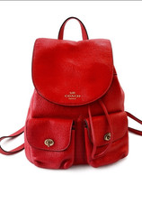 Coach Rucksack Backpack -Rare-Red Pebbled Leather picture