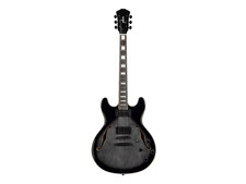 Monoprice Indio Boardwalk Flamed Maple Hollow Body Electric Guitar - Charcoal picture