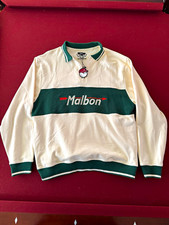 Malbon Golf Fairway Finders Buck Henley Pullover Sweater Cream Green Large NWT picture