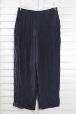 VINCE NWT $295 Creased Solid Navy Crinkle Straight Leg Pants Size Large picture