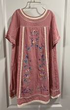 Umgee USA Embroidered Dress Womens M Pink Boho Cottage Prairie Romantic Feminine picture