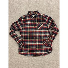 VTG Cascade Casual Wear Button Down Mens LG Red Blue Plaid Excellent Long Sleeve picture