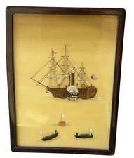 Antique Matthew Perry Commodore 19th Century Japan Reverse Painting Glass 23x17 picture
