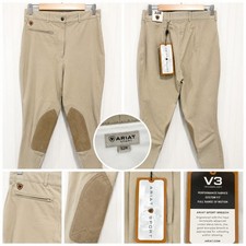NEW Vintage Ariat Sport Breech 32R Beige Knee Patch Riding Pants V3 Equestrian picture