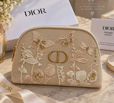 Dior Butterfly Embroidered Pouch 🦋🤍 9in Perfect Bridal Present picture