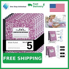CLEENTABLE Composition Notebook, Purple, Pack of 5 picture