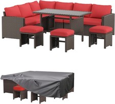7-Piece Outdoor Patio Furniture Set with Waterproof Cover, Red and Brown picture
