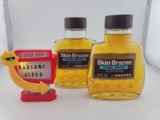 Vtg x2 Mennen Skin Bracer Cool Spice After Shave 3.5 Oz Glass Bottle 1980s NOS picture
