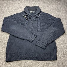Vintage Polo Ralph Lauren Sweater Mens Large Blue Shawl Collar Jumper Hand Knit picture