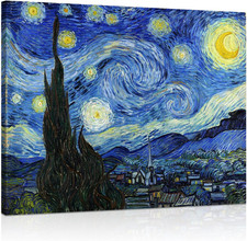Large Black Framed Starry Night Van Gogh Oil Paintings Reproduction Canvas Print picture