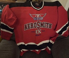 Vtg 90s Aerosmith Nine Lives Hockey Jersey Mens XL 1990s Concert Tour Tee Rock picture