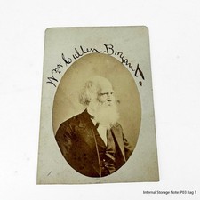 Antique CDV William Cullen Bryant Signed Inscription Carte de Visite Photograph picture