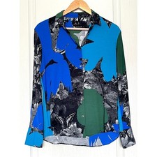 PS Paul Smith Women's 8 100% Viscose Blouse Butterfly Abstract Blue Green picture