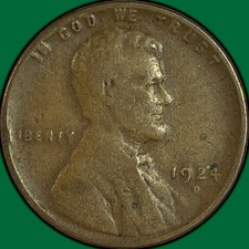 1924-D Lincoln Wheat Cent Fine F Coin #49200 picture