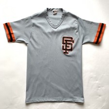 Vintage SAN FRANCISCO GIANTS JERSEY SHIRT LARGE GRAY MLB Made In USA picture