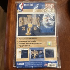 Oklahoma City Thunder 2025 Championship 3’ X 5’ NBA Deluxe Flag Brand New Sealed picture