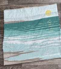 Vtg 1977 Burlington Marlborough Seashore Full Flat Sheet Ocean Sunrise picture