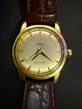 OMEGA Seamaster Vintage Automatic Men's 35mm Gold Case Brown Leather Strap picture