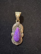 JTV Purple Turquoise Cabochon Sterling Silver Pendant 1.5