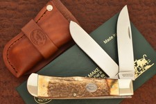 MOORE MAKER MATADOR TEXAS MADE USA 2022 STAG JUMBO BULLET TRAPPER KNIFE (36720) picture