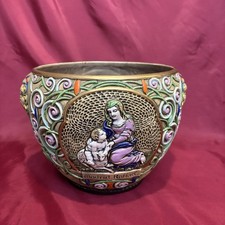 Antique Julius Dressler Majolica Planter E031 Art Nouveau Cachepot Jardiniere picture