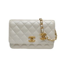 CHANEL Pearlescent White Chip 23B CF WOC 19cm Pearl White  Calfskin CrossbodyBag picture