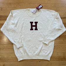 Harvard University Traditional H Sweater Unisex XL Cream New Knit Pullover NWT picture