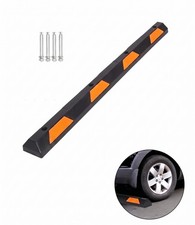 72in Heavy Duty Rubber Wheel Stop Parking Curb Yellow Black Reflective 1 2 Pack picture