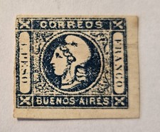 Argentina (Liberty Head) Scott #10 GJ #17 - 1p blue - Mint - VF - 1859 - Signed picture