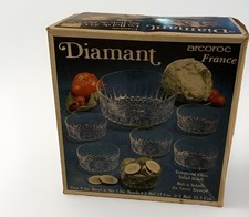 ARCOROC France DIAMANT Salad SET Tempered GLASS 7 PC  1- 9