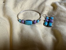 Jay King Kingman Turquoise And Phosphosiderite Bracelet and Earrings picture