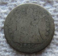 1845-O Seated Liberty Silver Dime Rare Key Date New Orleans Worn Hole Filler picture