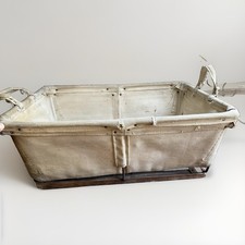 Vintage USPS Canvas Mail Tote Wood Base & Steel Frame  Rare Postal Mail Bag picture