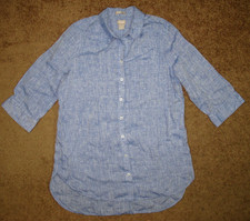 Chico's 100% Linen Tunic Shirt 3/4 Sleeve Button Front Blue Women's US Size 8 picture