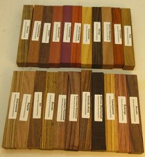 22 Different Exotic Wood Pen Blanks ¾”x5” Cocobolo, Zebrawood, Bocote M-22 picture