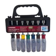 Husky 7 Piece SAE Nut Driver Set 279 998 Color Coded Handles 3/16 Thru 1/2 picture