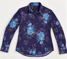 Gucci women’s Floral Print Button Up Shirt Navy Blue  picture