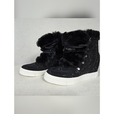 Black Steve Madden Faux Fur Rhinestone Boots – Women picture