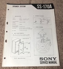 SONY SS-170A SPEAKER SYSTEM ORIGINAL SPEC SHEET M704x picture