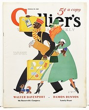 Original 1937 Collier's Magazine – Porter and Glamorous Traveler picture