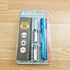 Mag-Lite Blue Flashlight Combo Mini Maglite 2 AA Batteries Spot-To-Flood Durable picture